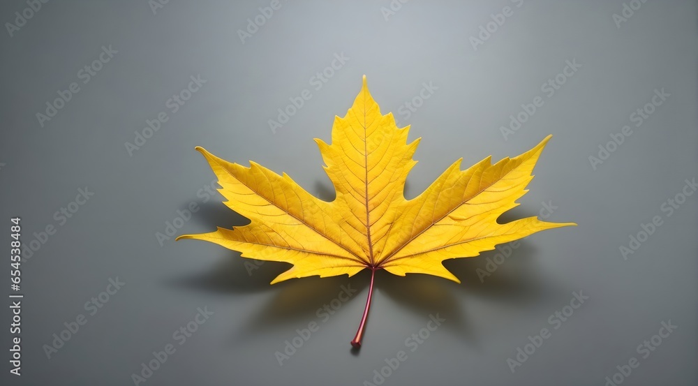 Yellow autumn leaf isolated on clean background, seasonal banner with copy space text Yellow autumn leaf isolated on clean background, seasonal banner with copy space text