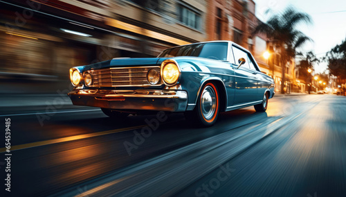 Muscle car rides around the city © cherezoff