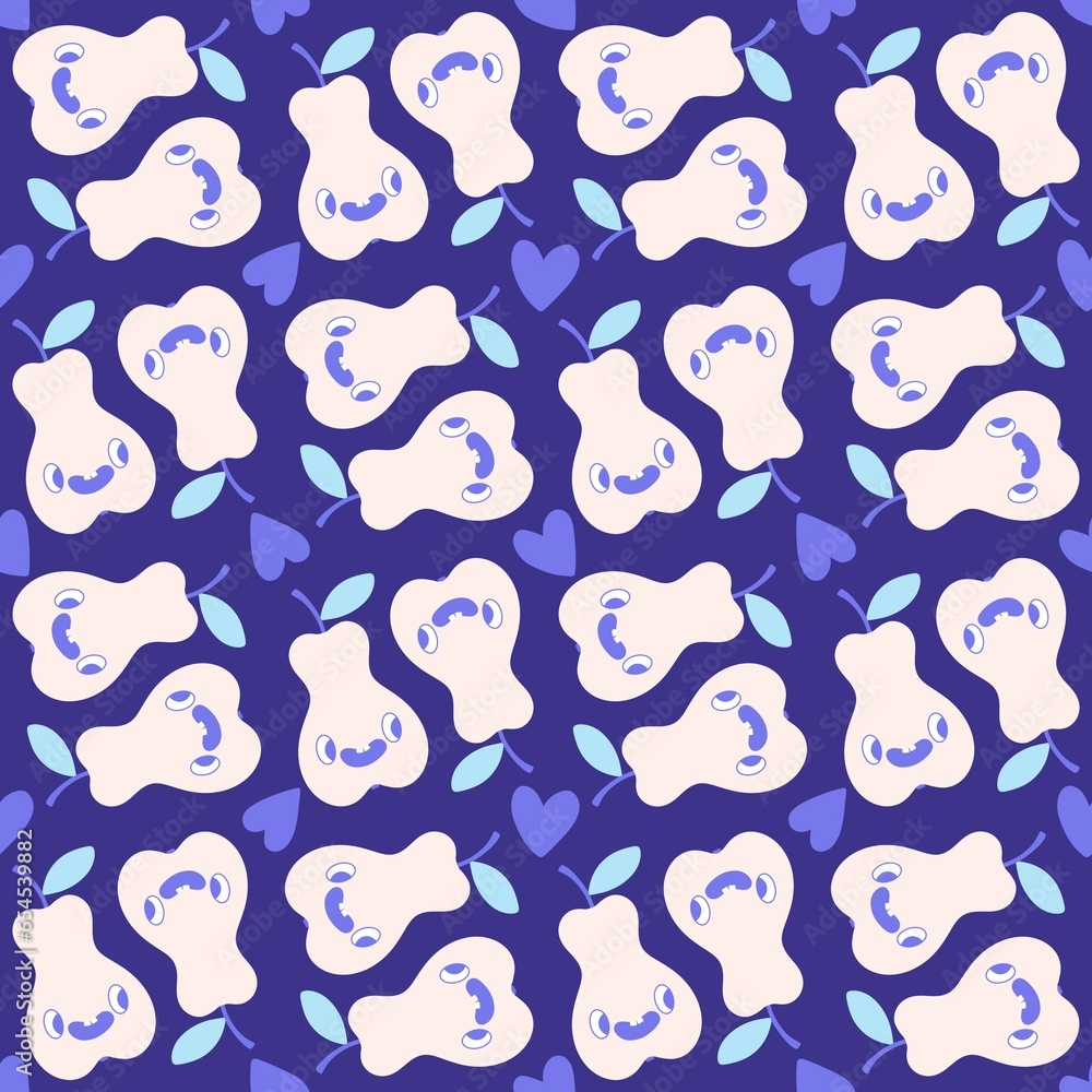Cartoon retro fruit seamless pears pattern for wrapping paper and kids clothes print and festive accessories Cartoon retro fruit seamless pears pattern for wrapping paper and kids clothes print and festive accessories