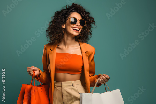 Glückliche Frau beim Einkaufen photo