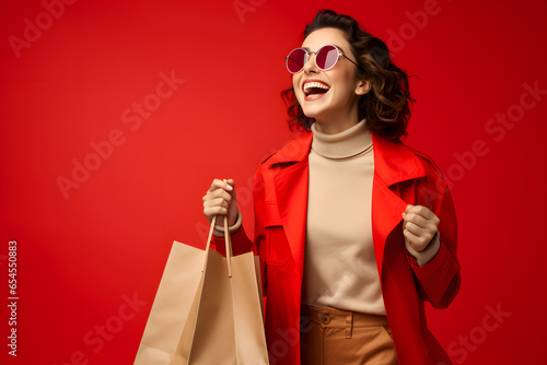 Glückliche Frau beim Einkaufen photo