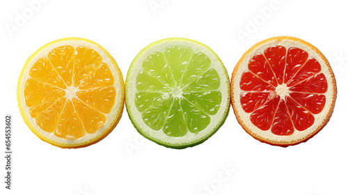 Obraz na plátně fresh slice of lemon, orange and citrus fruits isolated on transparent