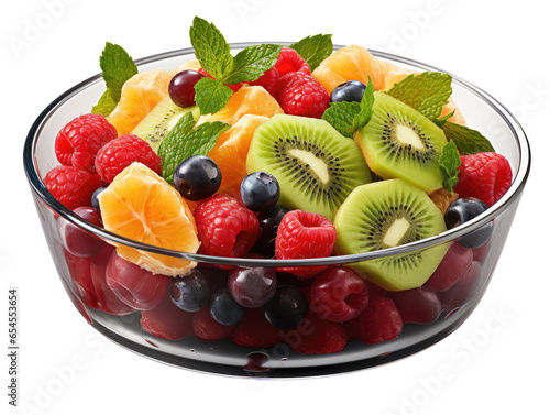 fresh fruit salad with berries isolated on transparent