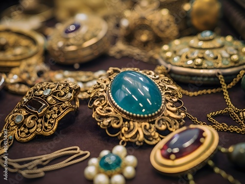 Explore the intricate beauty of antique jewelry. Generative AI