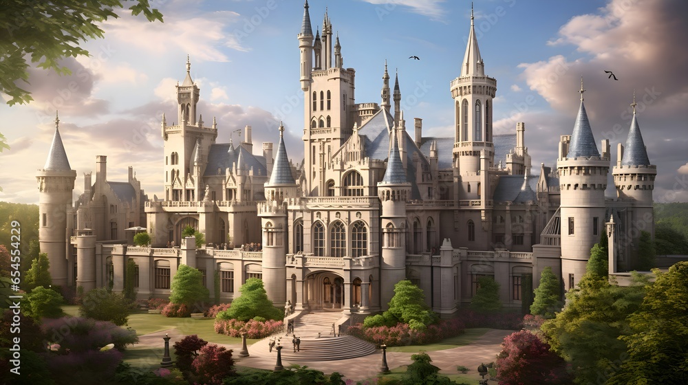 Marvel at the architectural splendor of a castle. Generative AI Marvel at the architectural splendor of a castle. Generative AI
