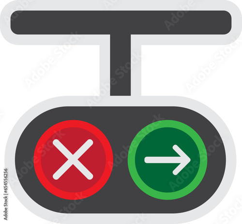 Arrow Traffic Light Icon Illustration