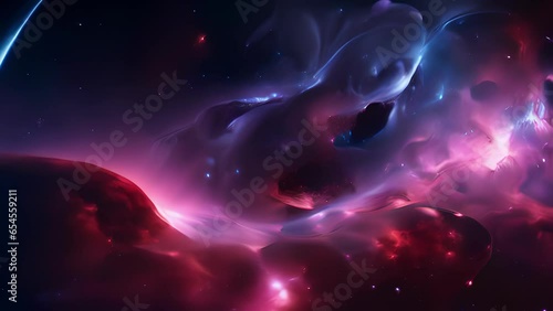 Cascading waves of electrified plasma surge through the mysterious depths of space, creating a mesmerizing display of radiant hues, as if the universe itself is ablaze. Abstract video