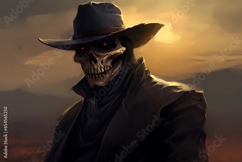 Canvas Print skeleton cowboy