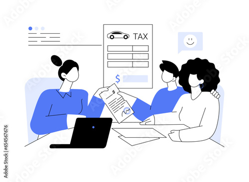 Pay car sales tax abstract concept vector illustration.