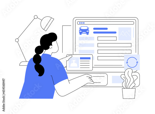 Renewing driving license online abstract concept vector illustration.