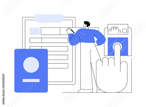 Apply for a new passport abstract concept vector illustration.