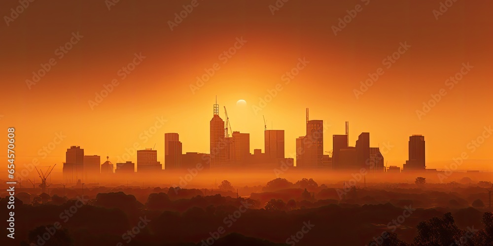 Conceptual image of a city hit by extreme heatwave - Generative AI Conceptual image of a city hit by extreme heatwave - Generative AI