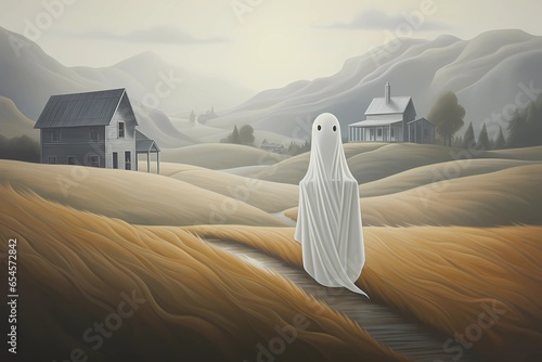 a ghost near an old house