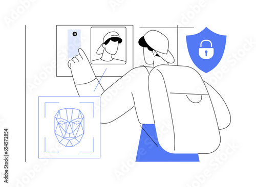 Facial recognition scanners abstract concept vector illustration.