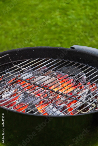 burning charcoal grill