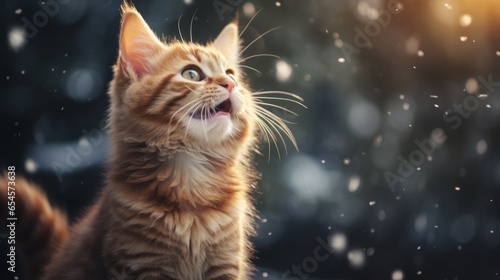 fluffy kitten in the snowy winter weather © Brian