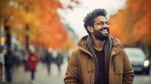 photograph of an Indian man outdoors enjoying the seasonal weather photo