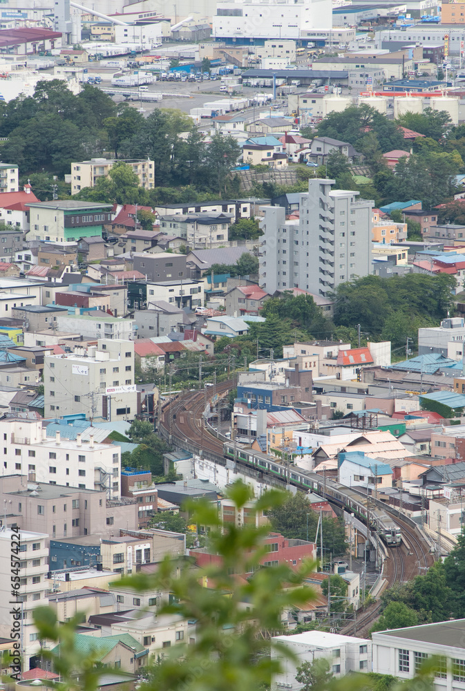 旭展望台からみた小樽市街の風景写真