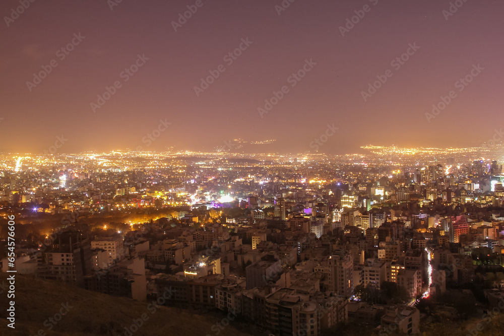Tehran City View at Night from North side Mountains of this city (Baame Tehran), IRAN