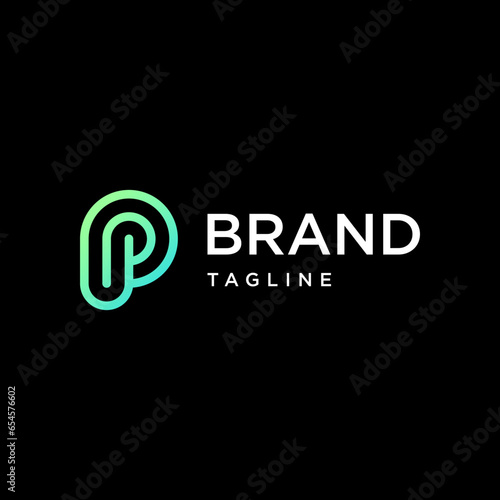 Technology Letter P  Logo Design Template