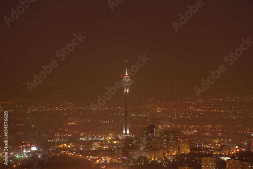 Wallpaper Mural Tehran Milad Tower at Night from Far Away, IRAN Torontodigital.ca