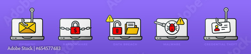 Computer Cyber Threat Illustration Set