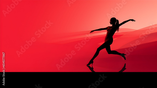 A modern banner featuring a choreographer's silhouette against a solid background, Silhouette of a woman dancing