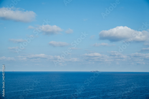 Blue sky with clouds over the horizon Caribbean Sea  the Bahamas