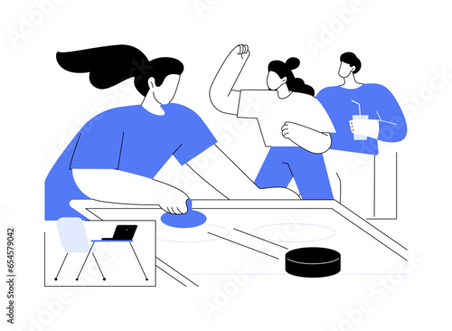Play air hockey isolated cartoon vector illustrations.