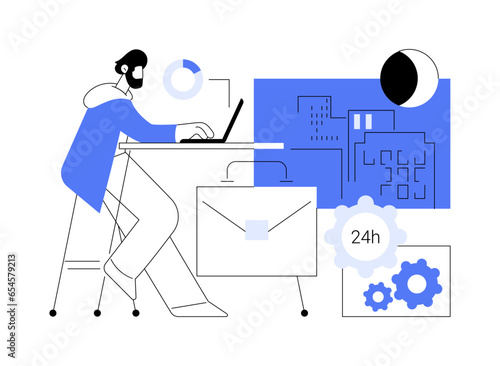 24 hour office access isolated cartoon vector illustrations.