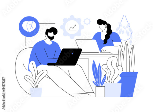 Biophilic office isolated cartoon vector illustrations.