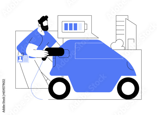 Electric car chargers isolated cartoon vector illustrations.