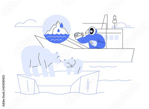 Ice melting abstract concept vector illustration.