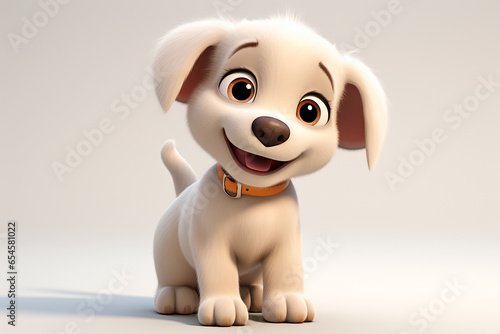 Labrador Retriever puppy cartoon on a white background. Adorable 3D animal portrait. 