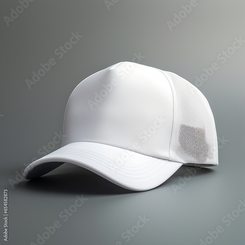 White trucker cap hat mockup template