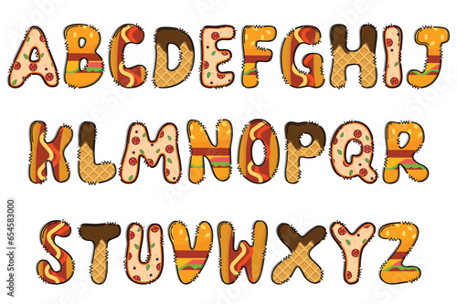 Handcrafted Junk Food letters color creative art typographic design