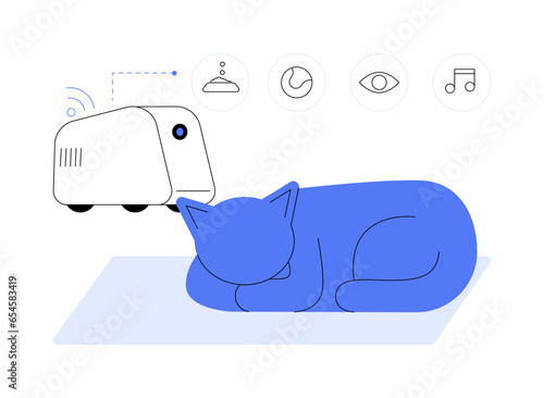 Robotic pet sitter abstract concept vector illustration.