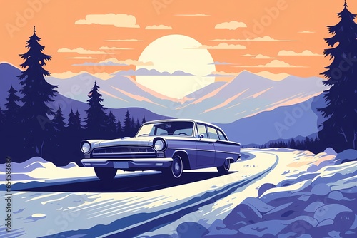 classic old car on the road