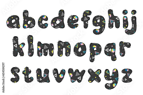 Handcrafted Memphis letters color creative art typographic design
