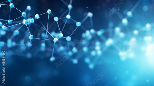 Scientific molecule low poly wireframe background for medicine, science, technology, chemistry. Wallpaper or banner with a DNA molecules. Polygonal wireframe futuristic image
