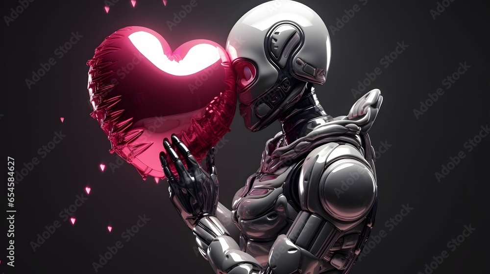 An astronaut holds a heart-shaped balloon. Conquering galaxies and space. Card for Valentine's Day or March 8. An astronaut holds a heart-shaped balloon. Conquering galaxies and space. Card for Valentine's Day or March 8.