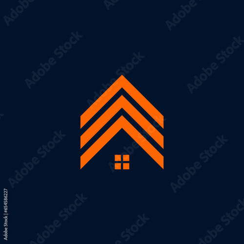 Minimal house logo design vector line art monoline illustration