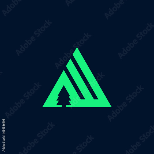 Triangle Logo Design. Pine Tree Vector