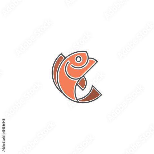 Fish abstract icon design logo template