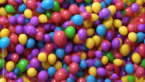 Colorful balloons background. 3d rendering. Computer digital drawing.