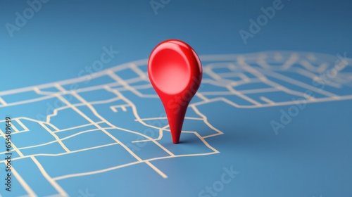 3D Map travel location. Locator mark of map and location pin or navigation icon sign on background with search. 3D rendering.