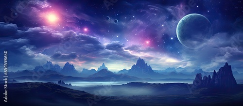 Cloudy planets in a stunning 2D digital painting style for fantasy and sci fi backgrounds