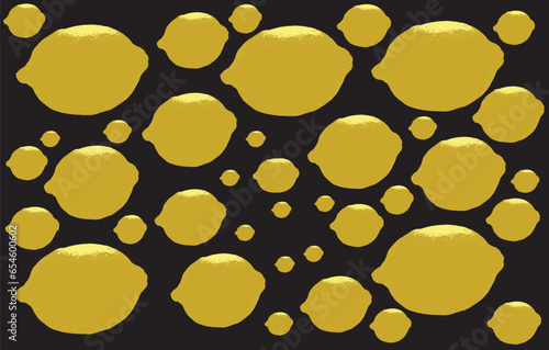 Yellow Lemon pattern on a Black background vector