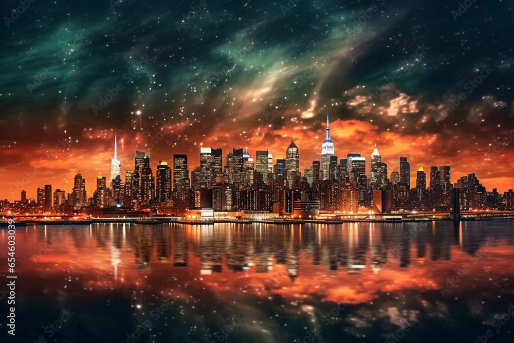 Experience the radiant beauty of a city at night, where the urban lights cast a magical and captivating glow Created with generative AI tools. Experience the radiant beauty of a city at night, where the urban lights cast a magical and captivating glow Created with generative AI tools.