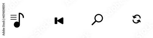 Minimalist music control icon, perfect for your project. music list icon, previous icon, search icon and music replay icon 